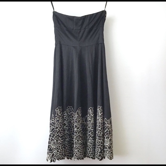 WHBM Strapless Black Embroidered Cocktail Dress - Picture 2 of 5
